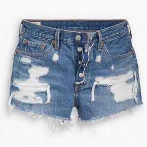 NWT Levi's 501 distressed button fly jean shorts